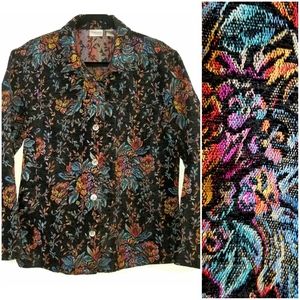 Chico's black floral tapestry jacket 2